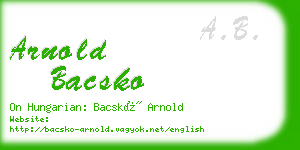 arnold bacsko business card